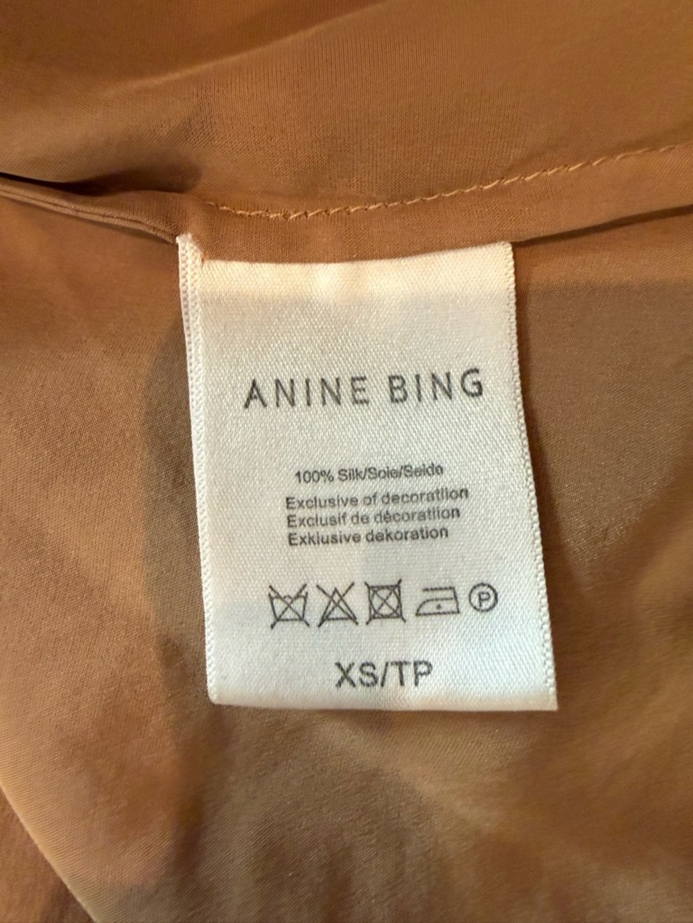 Anine Bing 100% Silk Camisole in Color Toast Size XS - Picture 10 of 10